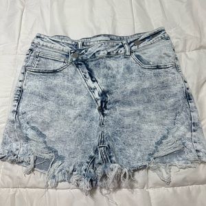 High Waist Distressed Denim Shorts